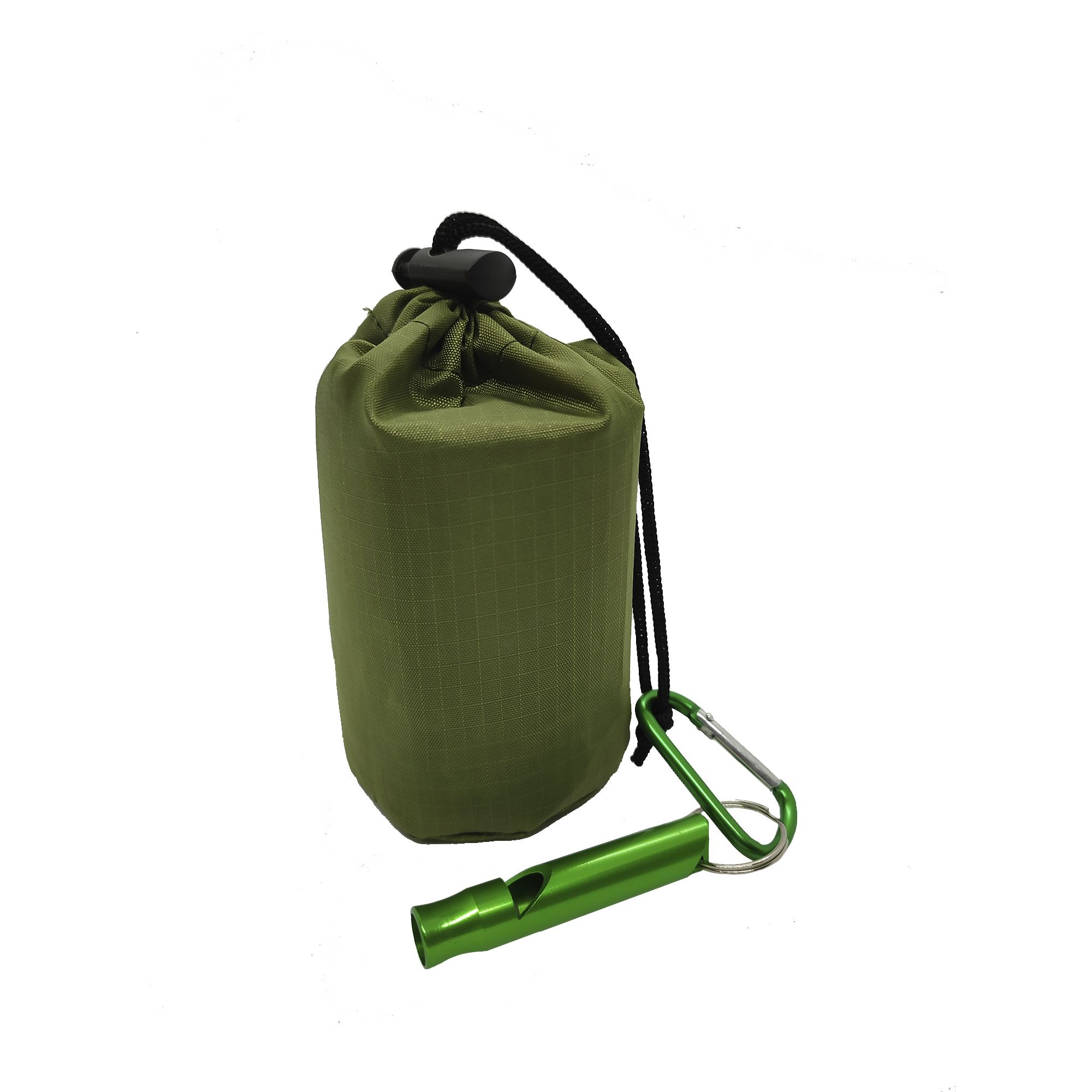 Спасательное термоодеяло-мешок изотермическое с карабином и свистком 90*210 (зеленое) с доставкой по России и в Казахстан | Bready